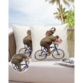 thumbnail image 6 of Cute Animal Outdoor Pillow Covers Set of 2, Decorative Waterproof Throw Pillow Case, Elephant Riding Bicycle with Pink Flowers Cotton Linen Soft Cozy Cushion Pillowcases, 6 of 6