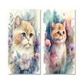 thumbnail image 2 of Designart "Little Kitten Amidst Colorful Flowers III" Animals Cat Wall Art Set Of 2 - Children's Art Grey Canvas Set For Living Room Decor, 2 of 6