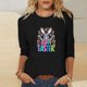 thumbnail image 3 of Mujeres 3/4 Manga Tops Impresión Casual Cuello Redondo Camiseta Top Blusa, Poliéster Toda la Temporada, 3 of 4