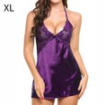 thumbnail image 1 of pitrice Nuisette Aguichant en Dentelle à Col en V Profond, Vêtement de Nuit Dos Nu, Robe de Nuit, Violet, TG, 1 of 6