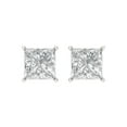 thumbnail image 3 of 4 Ct Princess Cut Studs Clear Crystal 18K White Solid Gold Everyday Dainty Earrings Screw Back, 3 of 7