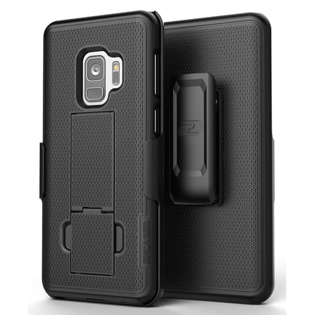 Encased Galaxy S9 Belt Clip Case, [DuraClip] Slim Fit Holster Shell Combo (w/Rubberized Grip Finish) for Samsung Galaxy S9 (Smooth Black)