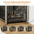 thumbnail image 2 of Laintene Large Dog Crate Furniture, Wooden Dog Kennel with Removable Divider, TV Stand Dog Cage with Dog Bowls, Indoor Pet House, Gray, 2 of 7