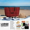 thumbnail image 5 of Gaeub Buffalo Plaid Red Black Print Beach Bag,Large Tote Bag,Waterproof Sandproof Women Tote Bag,Pool Bag with Zipper for Gym Grocery Travel, 5 of 7