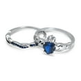 thumbnail image 4 of His and Hers 3 Piece Trio Sterling Silver Blue Titanium Wedding Band Engagement Ring Set 12/5, 4 of 7