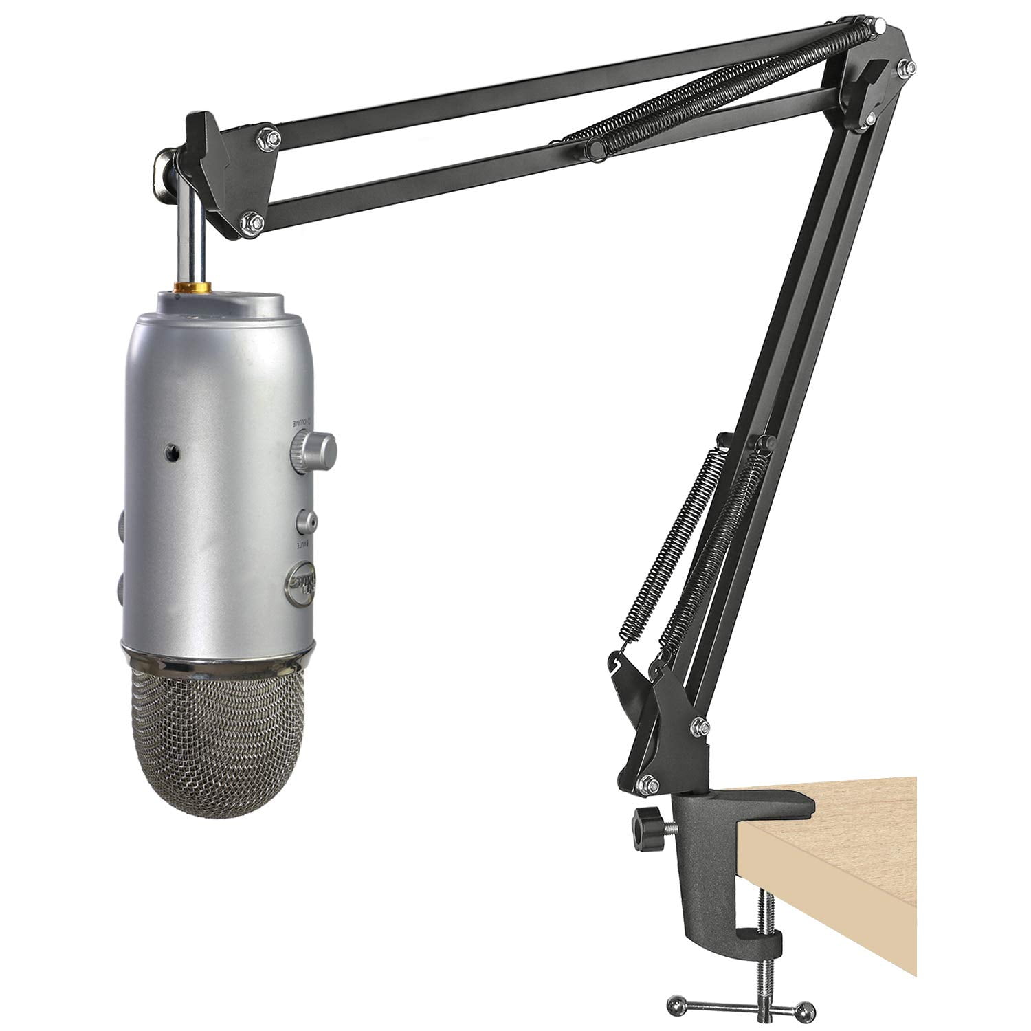 Blue Yeti Microphone Stand with Foam Cover - Suspension Boom Scissor Arm Stand and Mic Windscreen Pop Filter Compatible with Blue Yeti Microphone by YOUSHARES