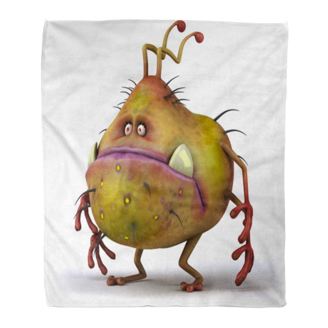 ASHLEIGH Flannel Throw Blanket Bacteria Germ Gerrm Virus Cartoon Aids