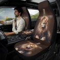 thumbnail image 2 of Xixirimido 5-Piece Car Seat Cover Set Breathable PU Leather Front Seat Covers with Seat Belt & Console Covers Universal Fit for SUV, Sedan, Truck, Brown Cross & Lion, 2 of 8