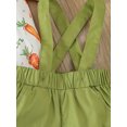 thumbnail image 6 of ZEHJUHAN Infant Baby Boys Easter Set Long Sleeve Carrot Print Romper & Solid Color Suspender Shorts Green，9-12M, 6 of 7