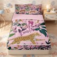 thumbnail image 2 of Erosebridal Boho Wild Cat Print Zipper Twin Comforter Sets with Fitted Sheet and 2 Pillowcases,Exotic Flower Palm Zipper Bedding Set,Soft Pink Green,4-Piece,Pink Reversible, 2 of 6