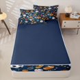 thumbnail image 4 of Homewish Ball Print Initial Letter S Zipper Twin Comforter Sets with Fitted Sheet and 2 Pillowcases,Boys Ball Sport Baseball Football Pattern Zipper Bedding Set,Navy Blue Reversible,4 Pieces, 4 of 7