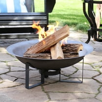 Sunnydaze 24" Round Wood-Burning Black Finish Cast Iron Fire Pit Bowl and Stand