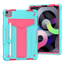 Allytech iPad Air 5 Case, iPad Air 4 Case, Rugged Heavy Duty Protective Build in Kickstand Feature Kids Friendly Anti-scratch Drop Proof Case Cover for Apple iPad Air 5th 4th Gen 10.9", Aqua/Rose