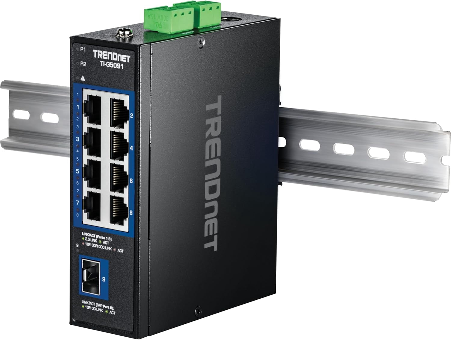 TRENDnet TI-G5091 9-Port Industrial 2.5G DIN-Rail Switch with 10G SFP+ Port