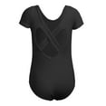 thumbnail image 4 of WIBACKER Girls Ballet Leotards Kids Short Sleeve Crisscross Back Dance Dress Outfit with Removable Shiny Skirt Combo, 4 of 10