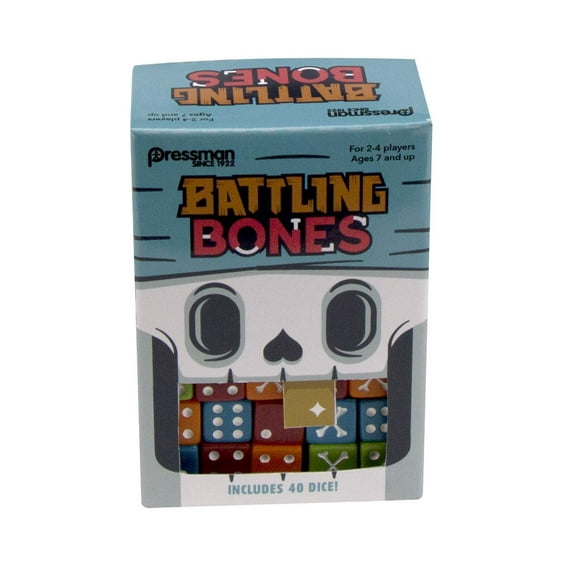 Pressman Toy Battling Bones Fast-Paced Dice Game for 2-4 Players, Ages 7 and Up - Includes 40 Colorful Dice and Rules for 8 Additional Games