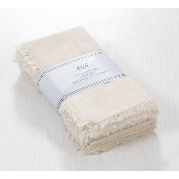 ANA Natural Cloth Napkins Set of 12 18x18 inch Cotton Dinner Napkins - Washable Soft Premium Hotel Quality Reusable Napkins Perfect Table Napkins for Family Dinners