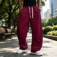 thumbnail image 6 of Uncuffed Baggy Sweatpants Men Vintage Comfort Drawstring Waist Jogging Slacks with Pockets Outdoor Travel, 6 of 8