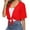 Red, variant on TIANZEN Women Tie Front Chiffon Short Sleeve Cropped Sheer Cardigan Fall Hoodies for Women Stripe Cardigan V Cardigan