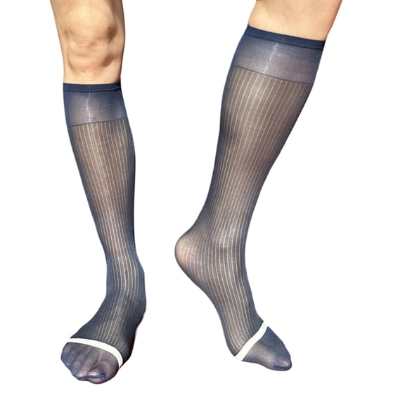 URTERYSER Men's Knee Length Dress Socks with Classical Design Nylon Stockings for Formal Occasion and Business Meetings Color B