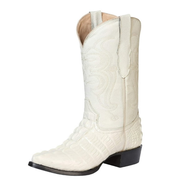 El Señor de los Cielos Men’s Western Boot - Caiman Tail Print Leather - Bone 40845