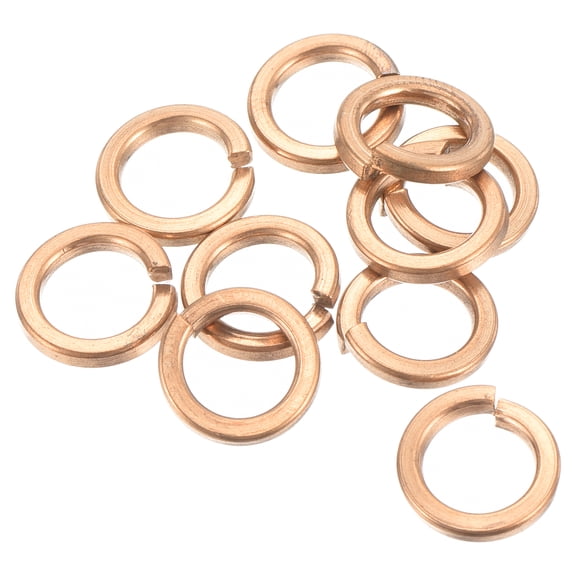 10pcs 8mm Inner Dia Brass Split Lock Spring Washers Gasket Gold Tone