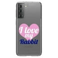 thumbnail image 1 of DistinctInk Clear Shockproof Hybrid Case for Galaxy S21+ PLUS 5G (6.7" Screen) - TPU Bumper Acrylic Back Tempered Glass Screen Protector - I Love My Rabbit, 1 of 2