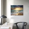 thumbnail image 3 of JRXY Beach Wall Art Ocean Waves Canvas Print Pictures, Sunset Seascape Painting for Beach House Decor Gift, Nature Sea Theme Poster Framed Artwork for Living Room Wall Decor Easy to Hang 16x12in, 3 of 4