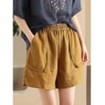 thumbnail image 5 of Workout Shorts Women Pack New Plus Size Summer Shorts for Women, Elastic Waist Comfy Casual Shorts, Loose Fits Versatile Bottoms with Pockets Yellow 4XL, 5 of 9
