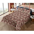 thumbnail image 4 of Ambesonne Leafy Design Fitted & Flat Sheet with Shams 4 Pcs Set, Abstract Dreamy Leaf, Full, Pale Camel Coral Ruby, 4 of 5