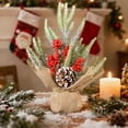thumbnail image 4 of Artificial Christmas Tree Table Decoration,Mini Snow Dusted Pine with Red Berries Pinecones,Artificial Burlap Wrapped Tabletop Xmas Trees for Home Office Room Holiday Decor, 4 of 7