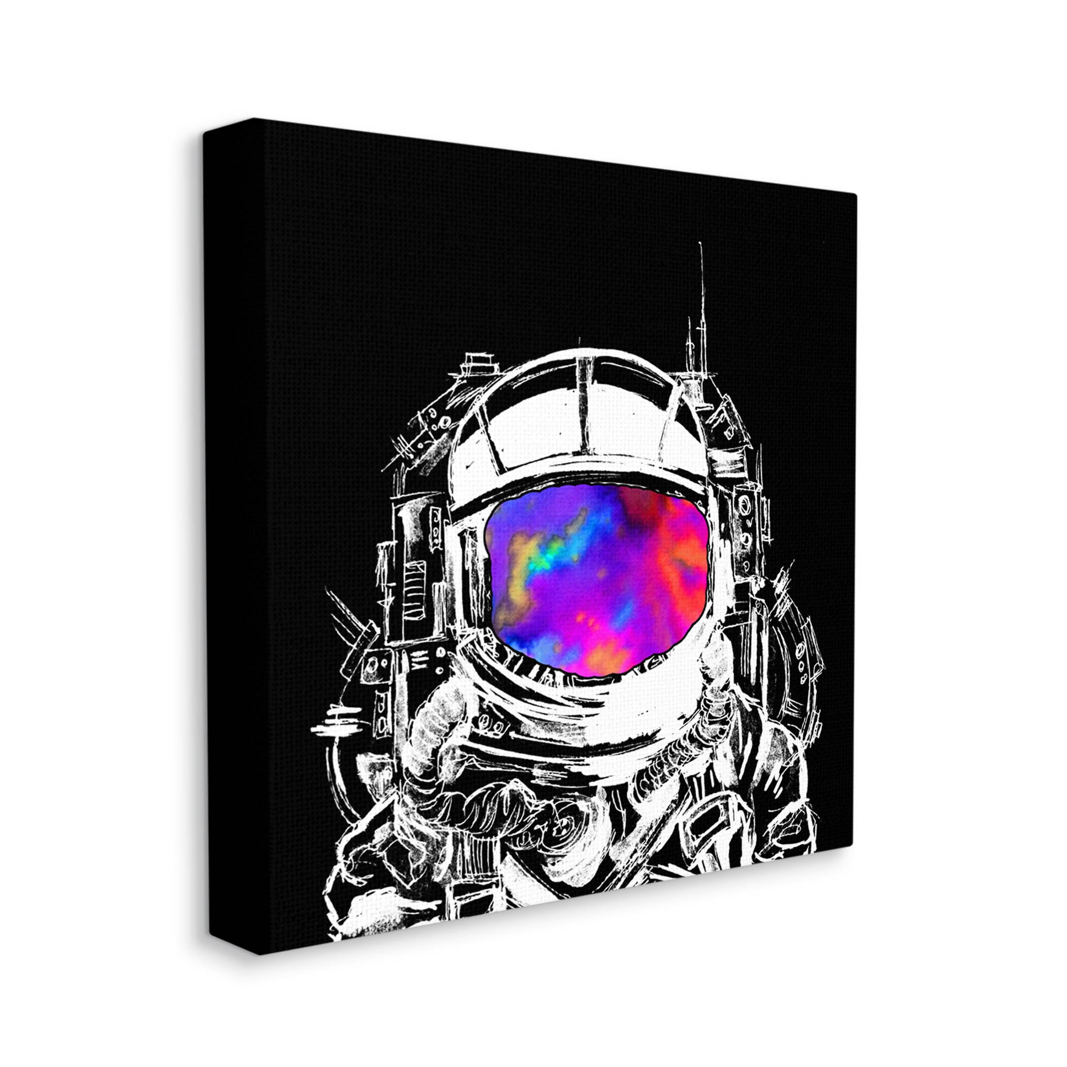 Astronaut Vivid Rainbow Nebula Art for Kids Graphic Art Gallery Wrapped Canvas Print Wall Art