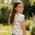 thumbnail image 4 of Abcomgle Girls Tshirts 8-10 Years Old Summer Double Layer Ruffle Short Sleeve Tshirts Toddler Vintage Floral Print Toddler Girls T-Shirts Trendy Crewneck Cotton Tee Tops Girls, 4 of 5