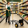 thumbnail image 4 of 2 in 1 Hand Truck Dolly Cart Convertible 4 Wheel Platform Cart with Swivel Wheels 330 Lbs Capacity Heavy Duty Metal Moving Cart for Warehouse, Garden, Grocery, Black, 4 of 17