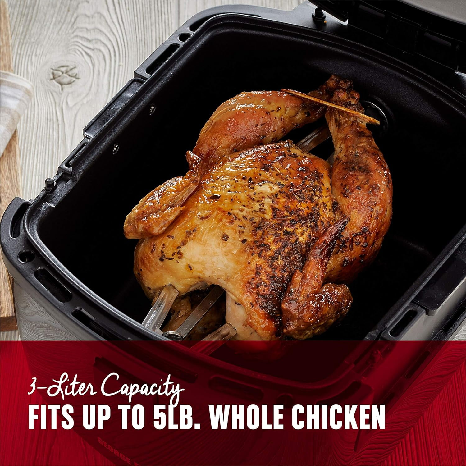 George Foreman GHFD6800B Twist N Crisp Air Fryer with Rotisserie, 3L Capacity