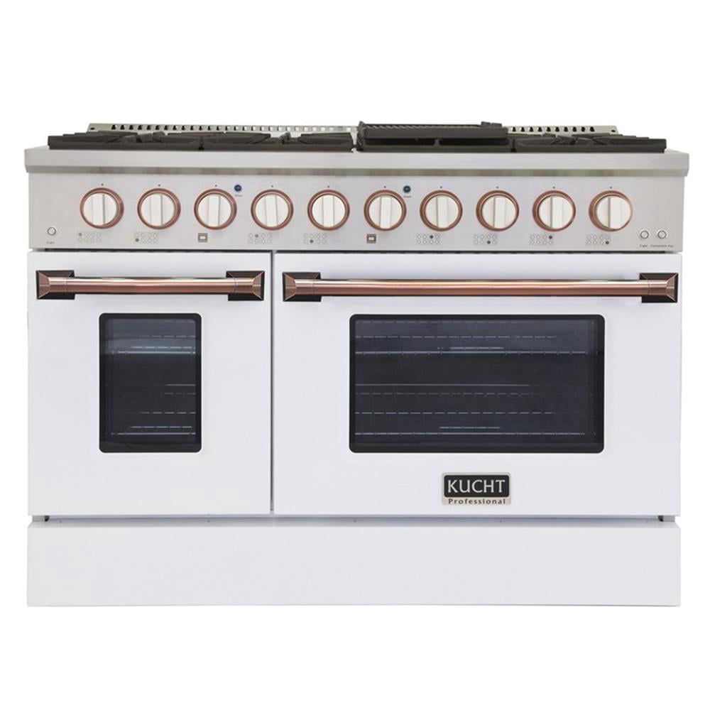 Pemberly Row 48" 6.7 cu. ft. Dual Fuel Range Natural Gas in White & Rose Gold