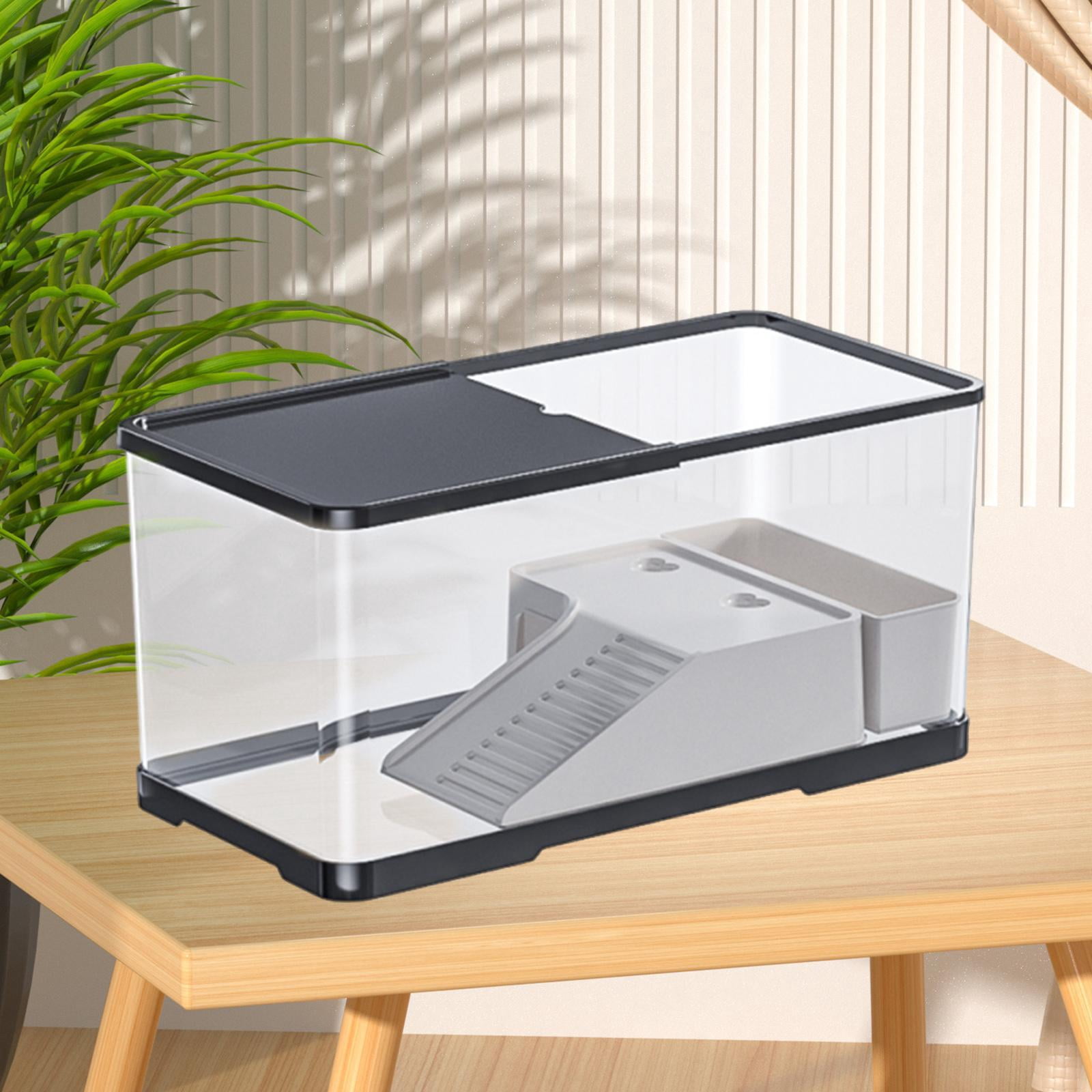 Serenable Turtle Tank, Turtle Aquarium, Sturdy with Lid, Reptile Habitat, with Platform, for Frog Snake Bearded Dragon Leopard Terrapin Medium