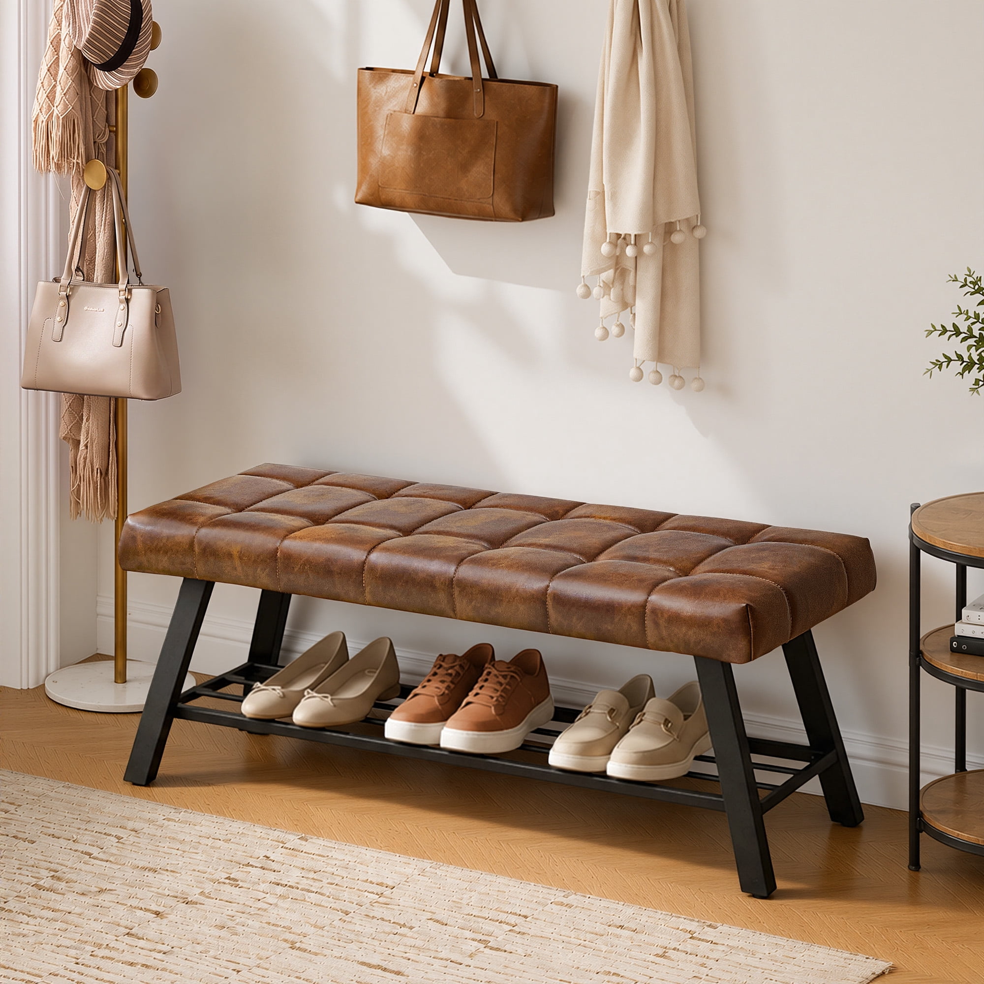 Carolayne Bedroom Bench Seat Upholstered Ottoman Bench, Brown