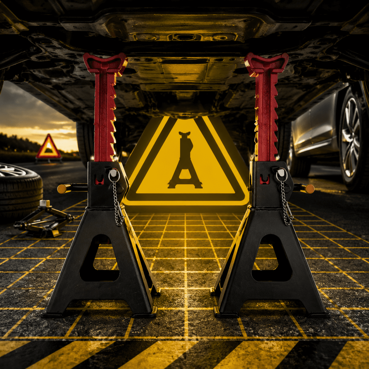 2 Ton Jack Stands Pair, Heavy‑Duty Adjustable Steel Car Jack Stands with Locking Pin, Safety Support for Auto Repair, Tire Change & Vehicle Maintenance