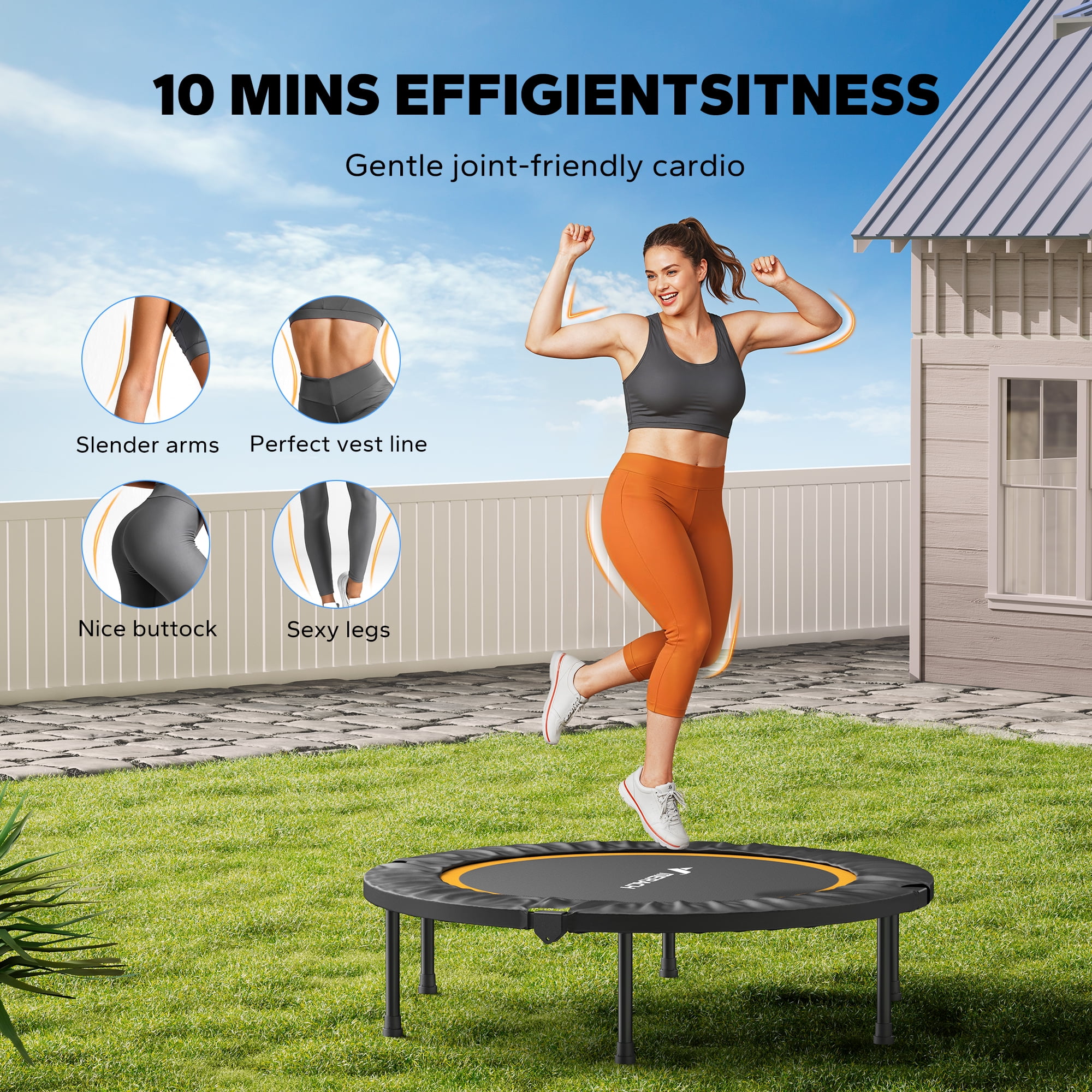 MERACH Mini Trampoline, 40 inch Foldable Trampoline for Kids & Adult, Exercise Rebounder, Round Small Trampoline Gift, 330lbs Capacity