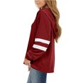 thumbnail image 4 of Pompotops Women's Hooded Drawstring Solid Stitching Long Sleeve Loose Sweatshirt Top, 4 of 7