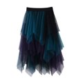 thumbnail image 1 of Falda corta Umfun para mujer, versátil, de color sólido, de malla, multicapa, azul, talla única, 1 of 2