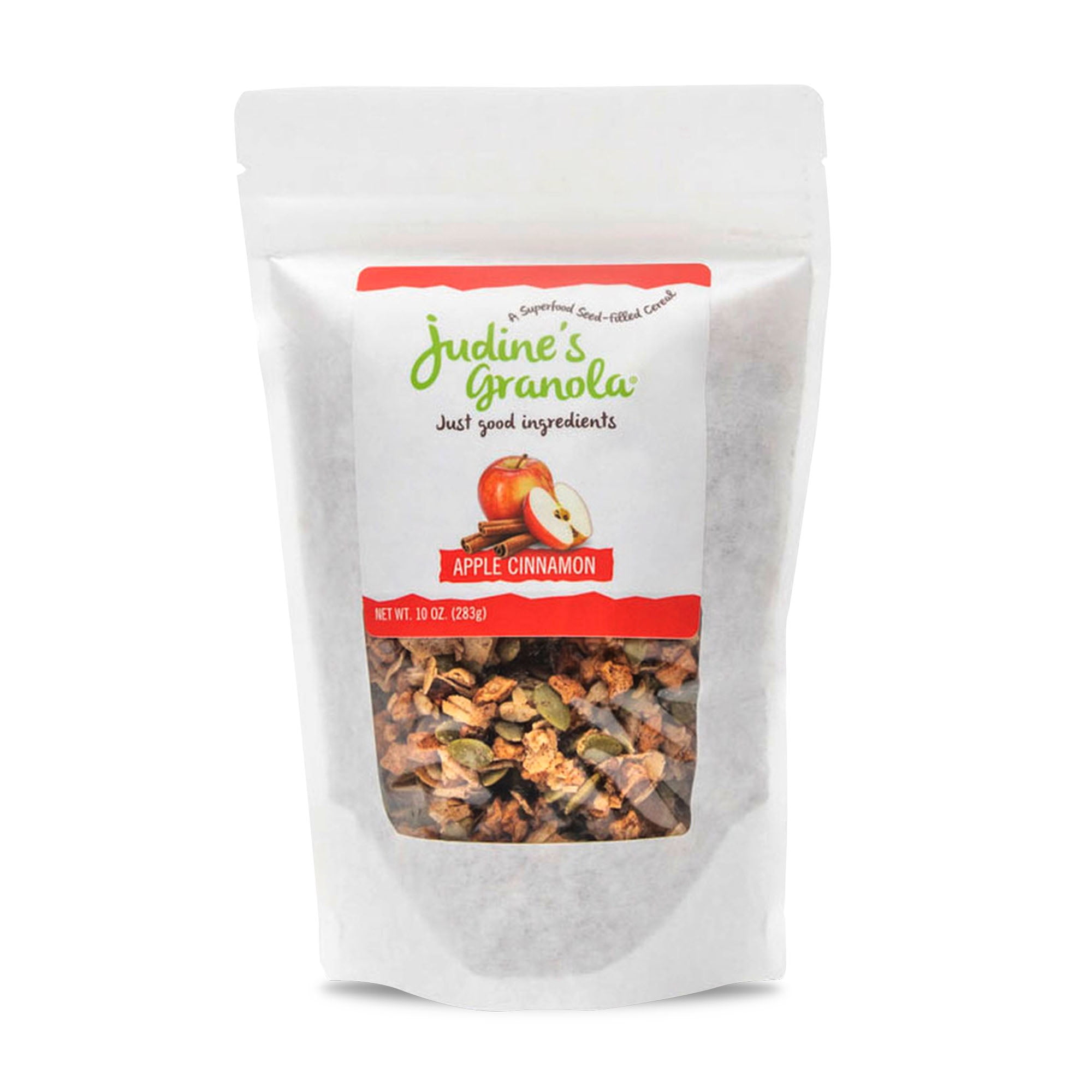 Just Judine - Healthy Whole Grain Granola with Coconut Flakes and Plant-Based Superfoods, Non-GMO, Gluten-Free, Vegan, Apple Cinnamon, 10oz