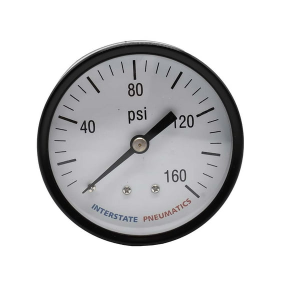 Interstate Pneumatics G2122-160 Pressure Gauge 160 PSI 2 -1/2 Inch Diameter 1/4 Inch NPT Rear Mount