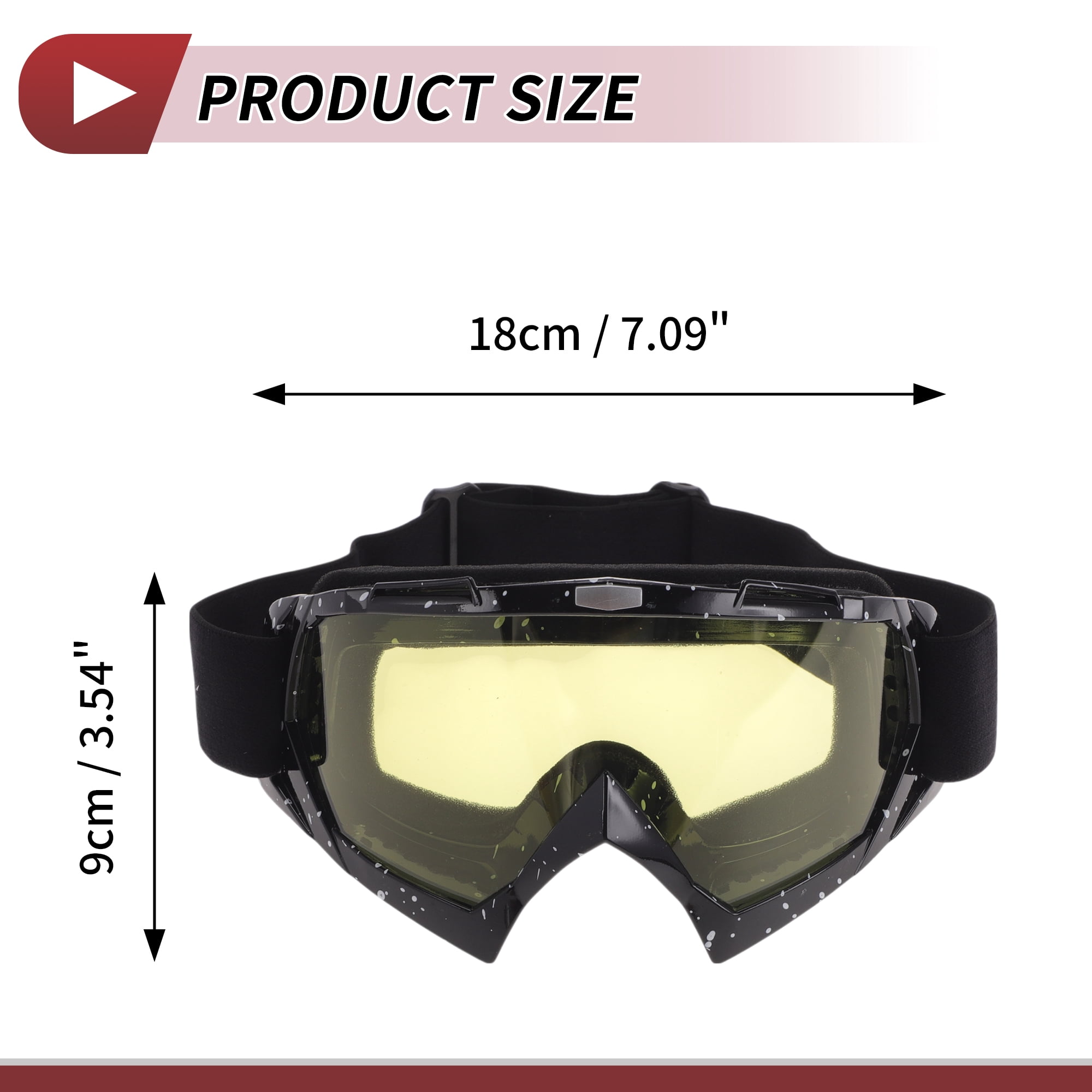 Unique Bargains Motorcycle Riding Goggles PC Cycling Sunglasses Yellow Lens Black White Frame
