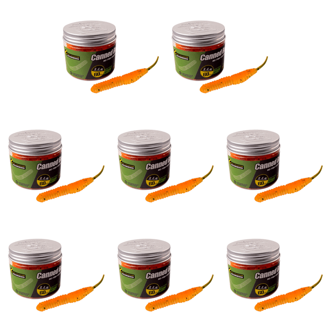 Señuelo recto de gusano de cola 60mm gusano suave olor a pez Swimbait naranja 60 Uds.