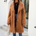 thumbnail image 4 of Qetyuw Faux Fur Coats for Women Winter Fuzzy Fleece Jacket Warm Oversized Fluffy Lapel Trench Coat Open Front Shaggy Furry Outerwear, 4 of 7