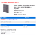thumbnail image 2 of Cabin Air Filter - Compatible with 2019 - 2021, 2023 INFINITI QX50 2.0L 4-Cylinder 2020, 2 of 2