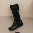 thumbnail image 3 of SACFOF Stylish Women Victorian Boots Low Kitten Heel Mid Calf Boots Lace Up Cute Bow Boots for Ladies Witch Shoes, 3 of 6