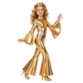 thumbnail image 3 of Miaeowve Girls Metallic Long Sleeve Flared Jumpsuits 70s Party Outfit Disco Hippie Fancy Dress Up Gold 10, 3 of 7